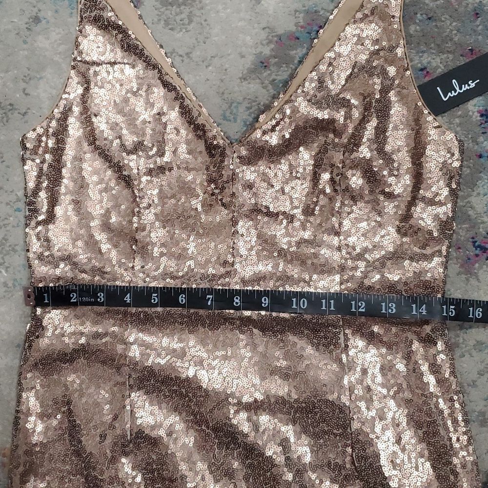 Lulu's Gold Sequin Mini Dress Size M - Picture 12 of 13
